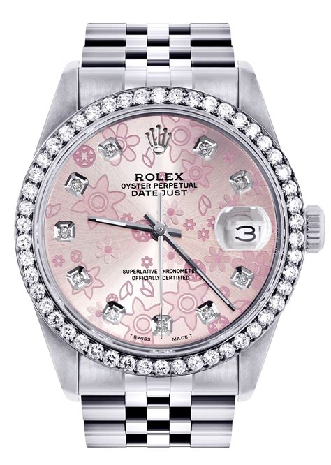 pink rolex face|pink rolex watch with diamonds.